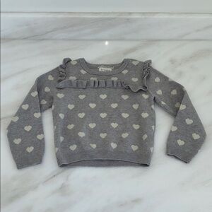 Girls Gray Heart Pattern Knit Sweater